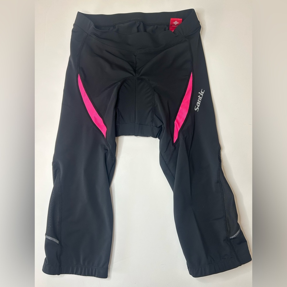 Santic women’s padded cycling shorts capri length black pink size‎ Large